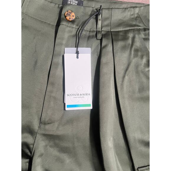 Scotch And Soda Faye High-Rise Tapered Leg Satin Cargo Pant Women's Large NEW - Picture 13 of 16